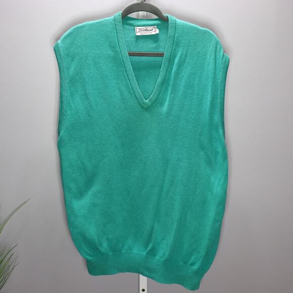 Vintage Titleist Collection Golf Vest XL Green 100% Cotton Made in USA - Picture 1 of 5